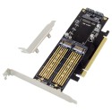 PCIe 3.0 x16 3-in-1 SSD Adapter, 1-port M.2 B-key & 1-port M.2 M-key & 1-port mSATA