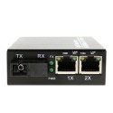 Single Fiber Gigabit Ethernet WDM / BiDi Fiber Media Converter, 1-port Fiber & 2-port RJ45, Tx:1550nm/Rx:1490nm, Singlemode, 80km